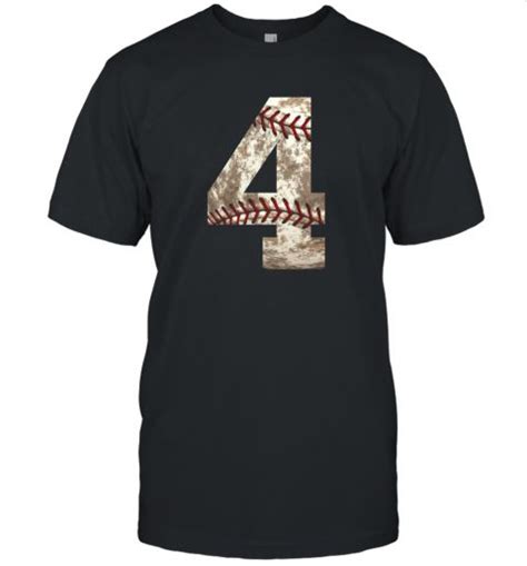 Baseball Jersey Number 4 T Shirt Distressed Ball Unisex Jersey Tee