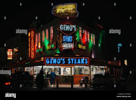 Genos Steaks At Night In Passyunk Square Philadelphia Pennsylvania