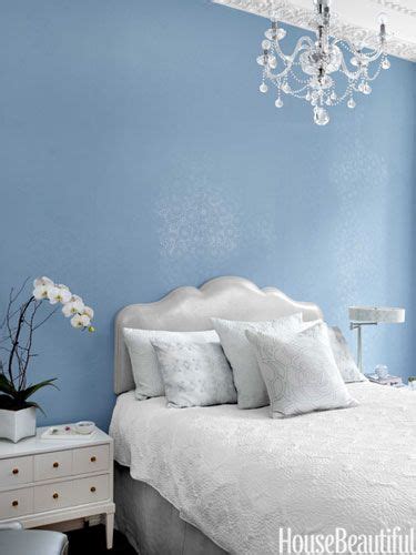 A Small Romantic Apartment Blue Wallpaper Bedroom Traditional