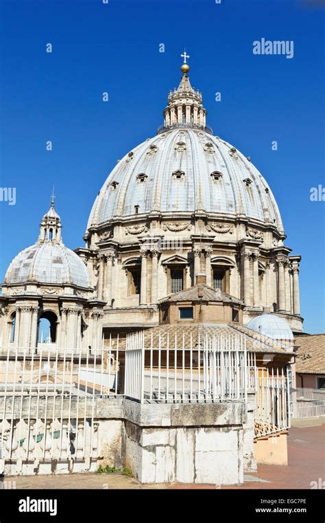 The Exterior Of The Iconic Dome Of St Peters Basilica In Vatican