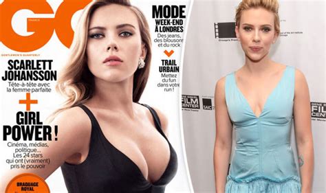 Scarlett Johansson S Ample Assets Spill Out Of Boob Baring Dress On Very Steamy Gq Cover
