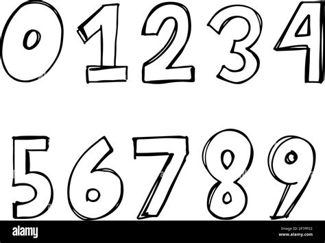 Hand Drawn Vector Numbers Font Abstract Doodle Vector Stock Vector