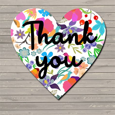 Heart Shaped Floral Thank You Stickers 4cm Weddings Etsy