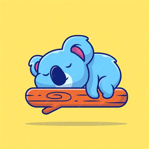 Free Vector Cute Koala Sleeping On Tree Cartoon Illustration
