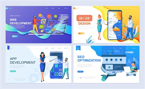 This is why most designs put in extra efforts of time and effort when here are a few stunning mobile app landing page templates that can help you design killer landing pages. Set of landing page template for Web and App Development ...