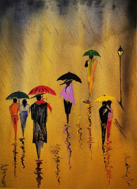 atardecer lluvioso en una calle de parís acuarela acuarela sencilla arte fantasía arte