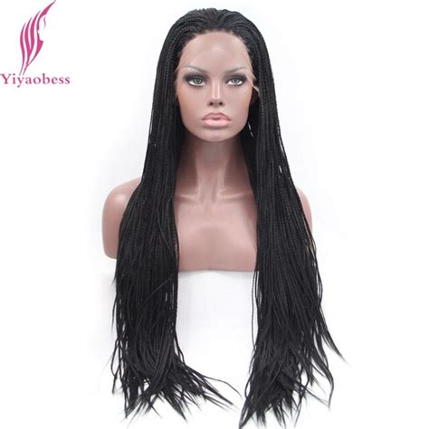 Yiyaobess 1 African American Braided Lace Wig Heat Resistant Synthetic