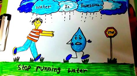 Download poster on save water template, make save water posters. HOW TO DRAW SAVE WATER || COLOURFUL DRAWING POSTER FOR ...