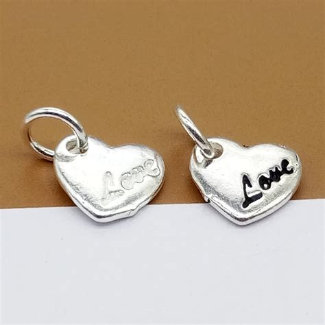 5 Sterling Silver Love Charms Heart Charms Love Heart Etsy