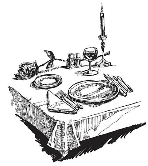 50 Drawing Of Romantic Candle Light Dinner Stock Illustrations