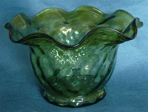 Early Th Century Fluted Glass Flower Bowl With Dimpled Effect In