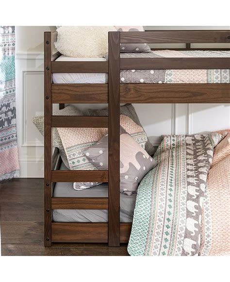 Walker Edison Low Wood Twin Bunk Bed And Reviews Furniture Macys