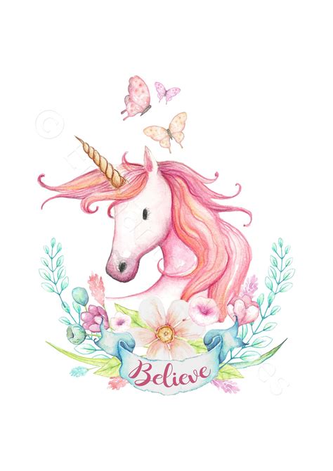 Unicorn Print - Believe in Unicorns | Art prints | Nursery Wall Art ...