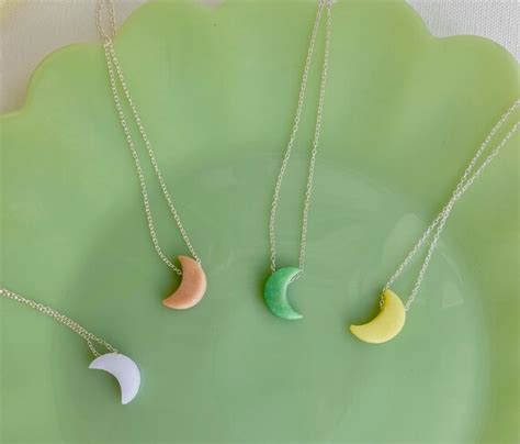 Luna Necklace Trendy Handmade Jewelry Polymer Clay Pendant Etsy