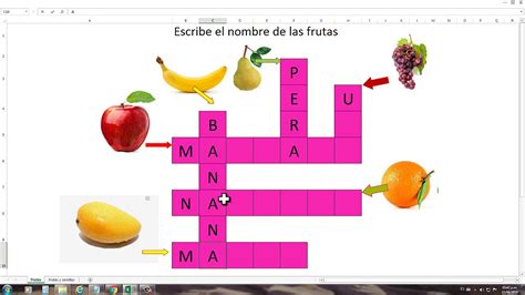 Las Frutas Y Los Vegetales En Español Crucigrama Pdf