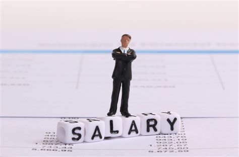Businessman Figure Standing On Salary Text Creative Commons Bilder