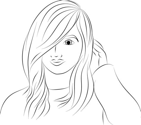 Simple Drawing Of A Woman With A Long Hair Illustration 7942225 Vector
