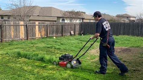 Hutto Firefighters Finish Mowing Mans Lawn For Him