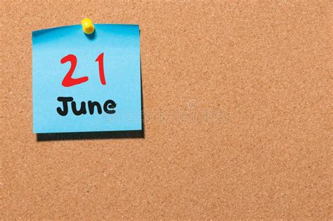 June 21st Image Of June 21 Calendar On Blue Background With Summer