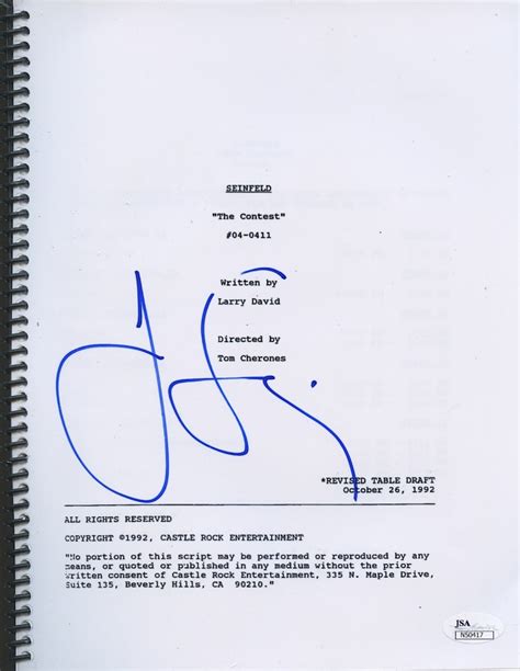 Jerry Seinfeld Signed Seinfeld Full Script Jsa Coa Pristine Auction