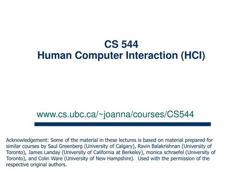 Ppt Cs 544 Human Computer Interaction Hci Powerpoint Presentation