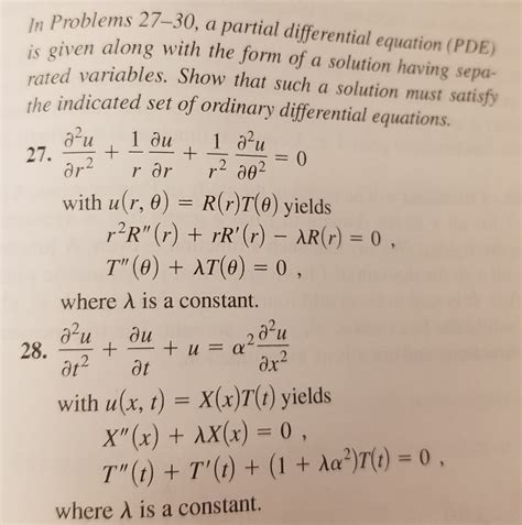 Solved Problems 27 30 A Partial Differential Equation PDE Chegg