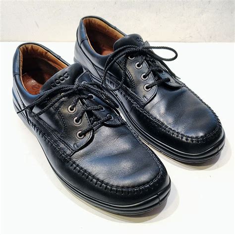 Ecco Seawalker Mens Lace Up Oxford Walking Shoes Black Leather Eu 45