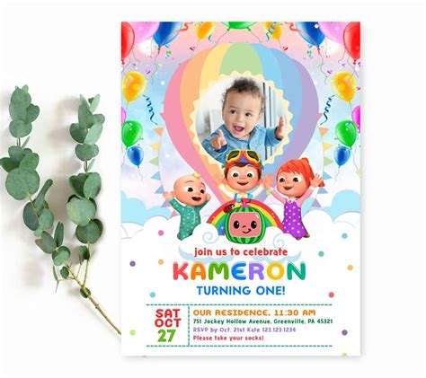 Cocomelon Invitation Card Design For Birthday And Christening Birthday