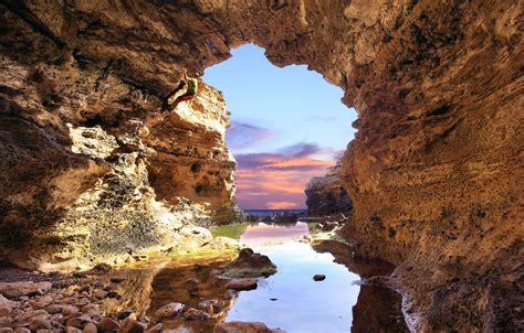 Wallpaper Sea Rocks Tide Cave The Grotto Images For Desktop
