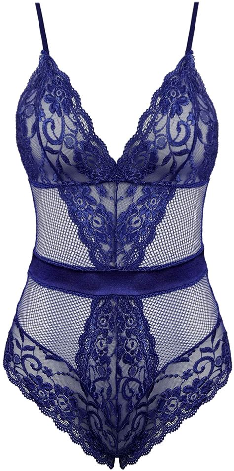 joyaria womens sexy lace teddy lingerie one piece navy blue size x large ciqs ebay