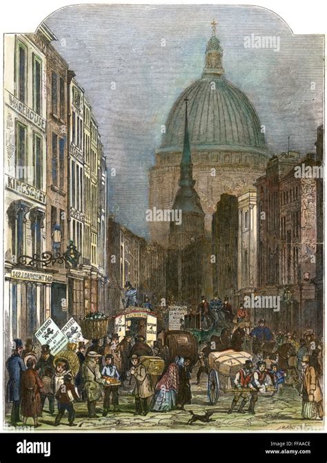 Fleet Street London 1848 Nlooking Towards St Pauls Cathedral