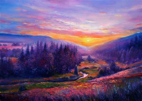 Dream Landscape V By Behshad Arjomandi Sunset Art Painting Art