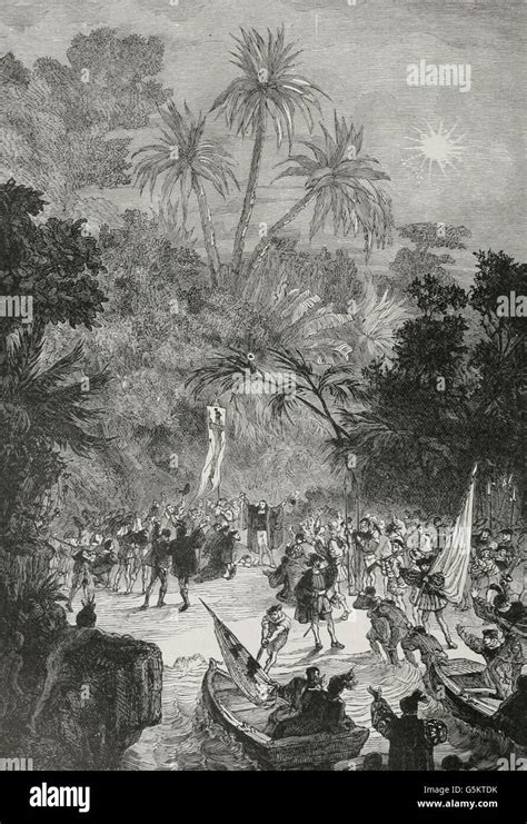 The Landing Of Columbus At San Salvador Fotos Und Bildmaterial In