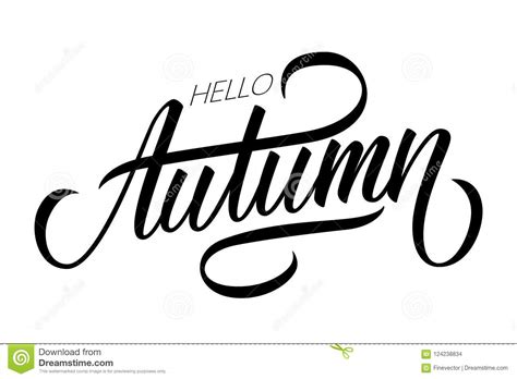 Hello Autumn Calligraphic Lettering Text Design Creative Typography