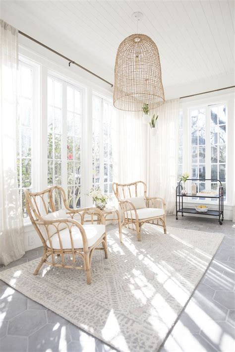 Beautiful Sunroom With Rattan Details Rattan Pendant Rattan Chairs