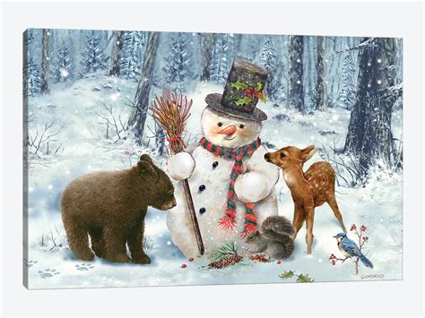 Woodland Snowman Canvas Print By Giordano Studios Icanvas