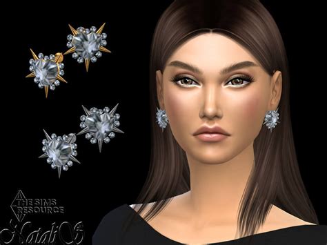 Sims 4 Spiked Heart Crystal Earrings By Natalis At Tsr The Sims Book