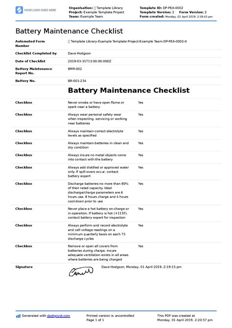 Battery Maintenance Checklist Forklift Industrial Golf Cart And More