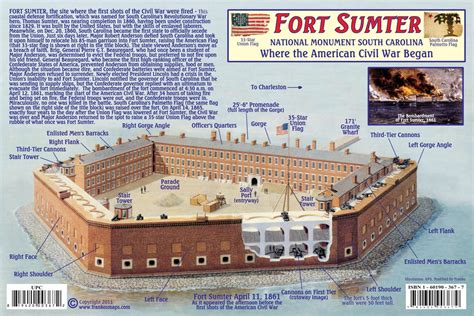 Fort Sumter Hl Hunley Guide Card Franko Maps