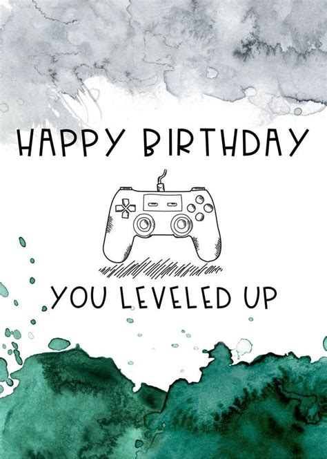Gamers Birthday Card Happy Birthday You Leveled Up Click Etsy Happy