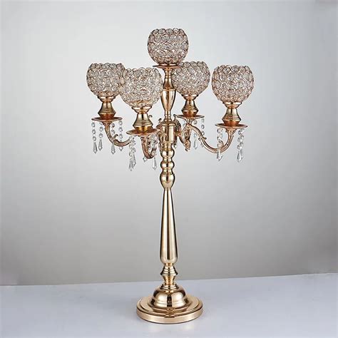 Buy 85cm Tall Gold Wedding Candelabras With Crystal
