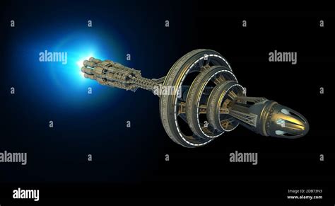 3d Interstellar Starship With Afterburner Propulsion Jets For