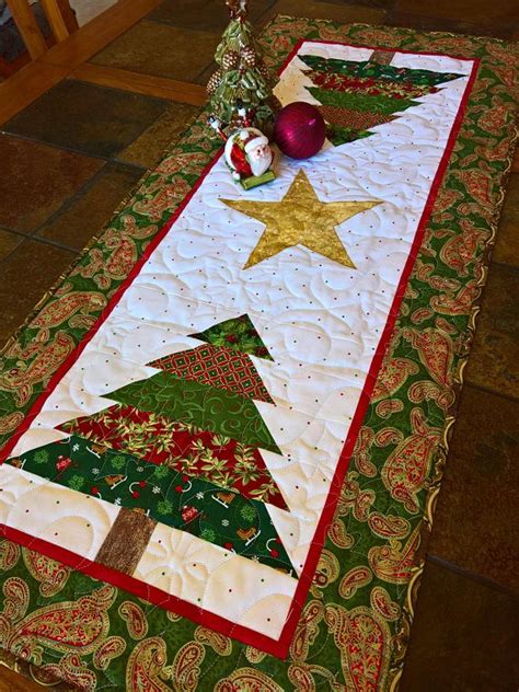 Quilted Christmas Tree Table Runner Quilted Table Runners Christmas