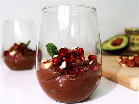 Combine the cocoa nibs and one tablespoon almond milk in a blender. Chocolate Hazelnut Avocado Mousse