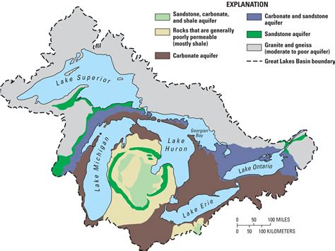 Map Of The Great Lakes Basin And Its Geology Maps Pinterest
