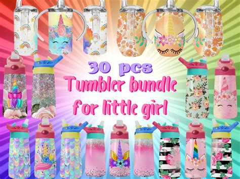 Little Girl Tumbler Design Bundle Unicorn Tumbler Sublimation Etsy