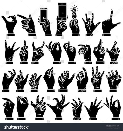 Vector Hands Silhouettes Set 179141477 Shutterstock