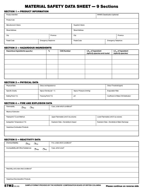 Msds Safety Data Sheet Template