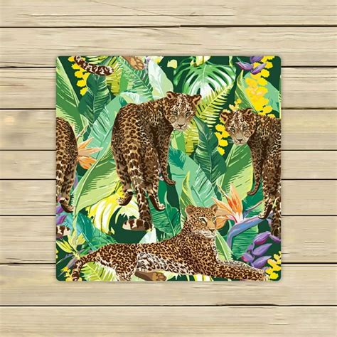 Eczjnt Leopards Colorful Tropical Flowers Animal Beach Bath Towels
