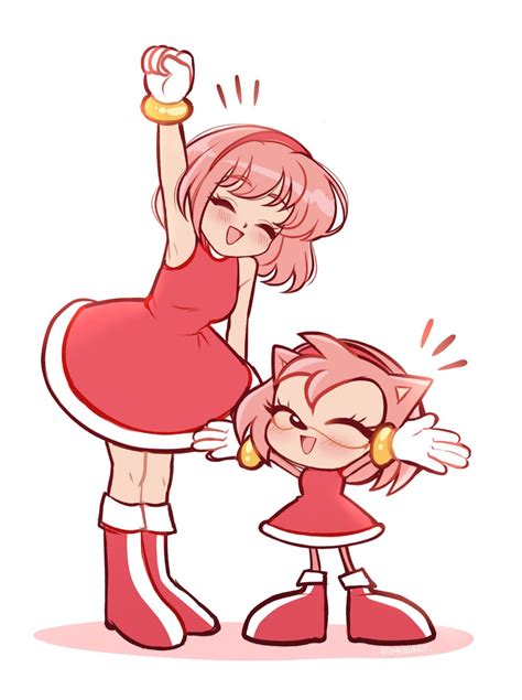 Amy And Her Human Counterpart Sonic The Hedgehog Amy The Hedgehog
